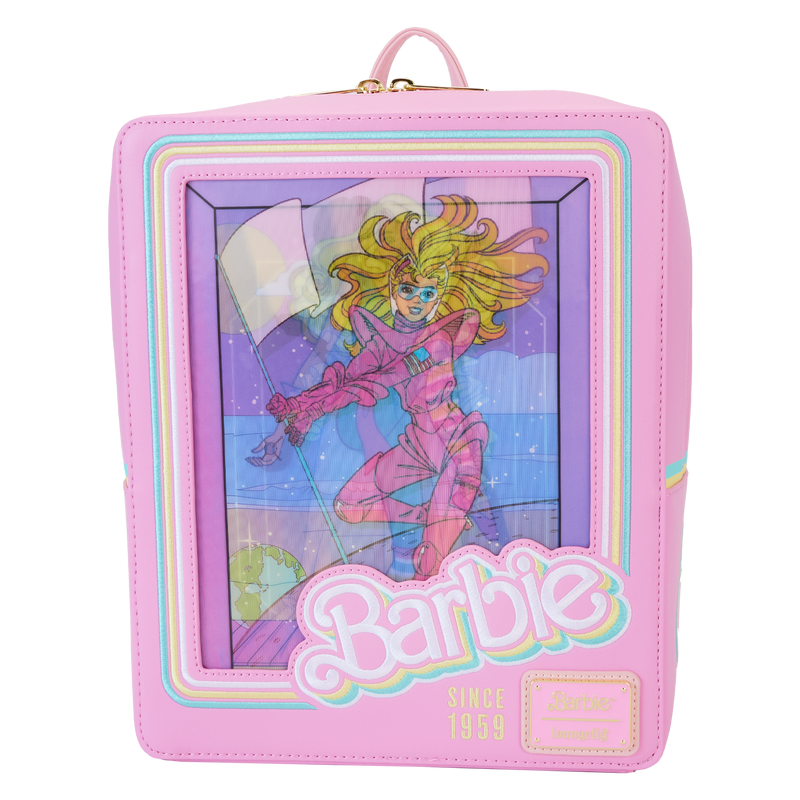 Loungefly! Leather: Barbie Doll Box Triple Lenticular Mini Backpack