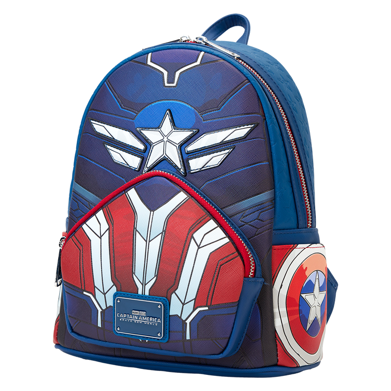 Loungefly! Leather: Marvel Captain America Brave New World Cosplay Mini Backpack