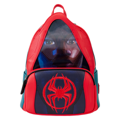 Loungefly! Leather: Marvel Spiderverse Miles Morales Hoody Cosplay Mini Backpack