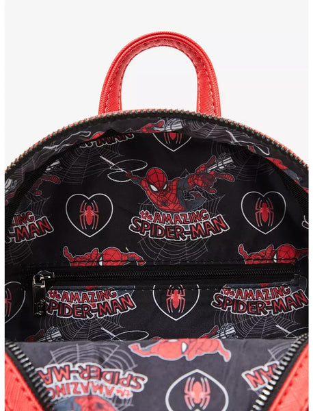 Loungefly! Leather: Marvel Spider-man Heart Mini Backpack
