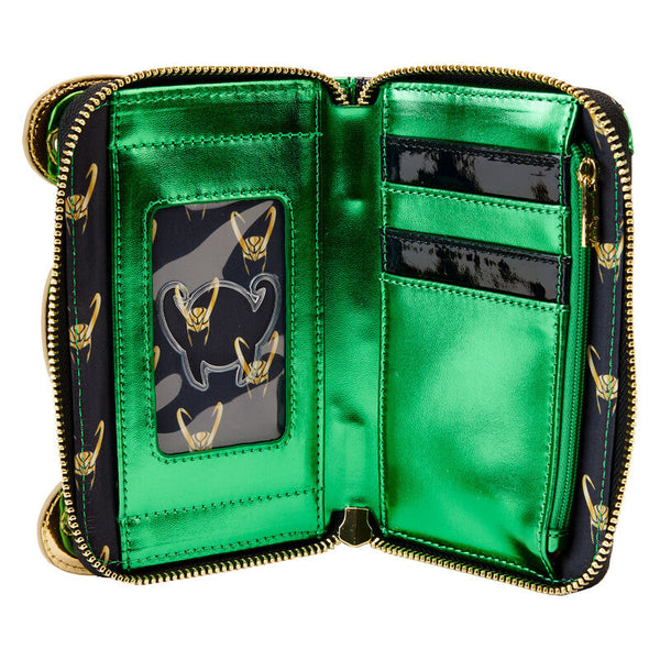 Loungefly! Wallet: Marvel Shine Loki Zip Around Wallet