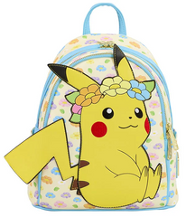 Loungefly! Leather: Pokemon Pikachu Floral Crown Mini Backpack