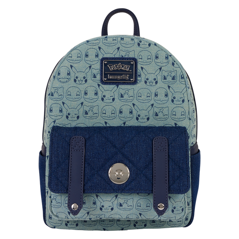 Loungefly! Leather: Pokemon Faux Denim Mini Backpack