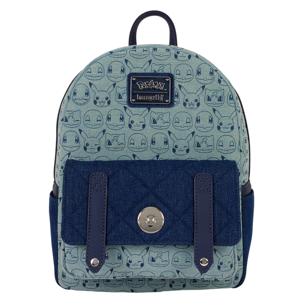 Loungefly! Leather: Pokemon Faux Denim Mini Backpack