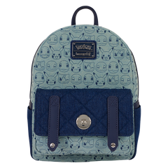 Loungefly! Leather: Pokemon Faux Denim Mini Backpack