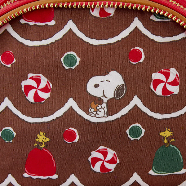 Loungefly! Leather: Peanuts Snoopy Gingerbread House Mini Backpack