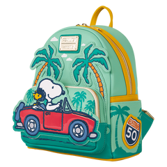 Loungefly! Leather: Peanuts Snoopy Road Trip Mini Backpack