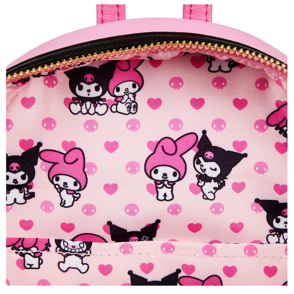 Loungefly! Leather: Sanrio My Melody Kuromi Double Pocket Mini Backpack