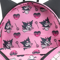 Loungefly! Leather: Sanrio Kuromi Flames Plaid Mini Backpack