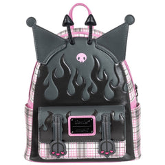 Loungefly! Leather: Sanrio Kuromi Flames Plaid Mini Backpack