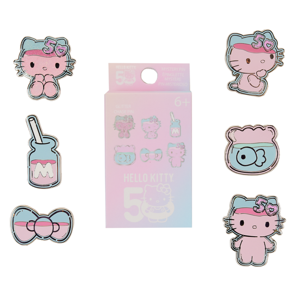 Loungefly! Blind Box Pin: Hello Kitty 50th Anniversary Clear and Cute Mystery Box