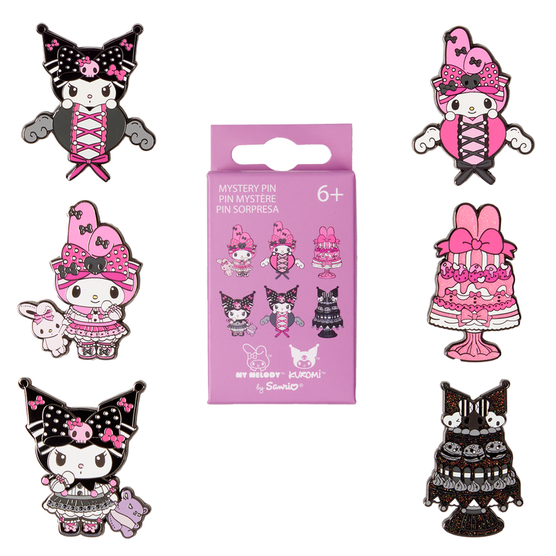 Loungefly! Leather: Sanrio My Melody and Kuromi Pink and Black Mystery Box Pin