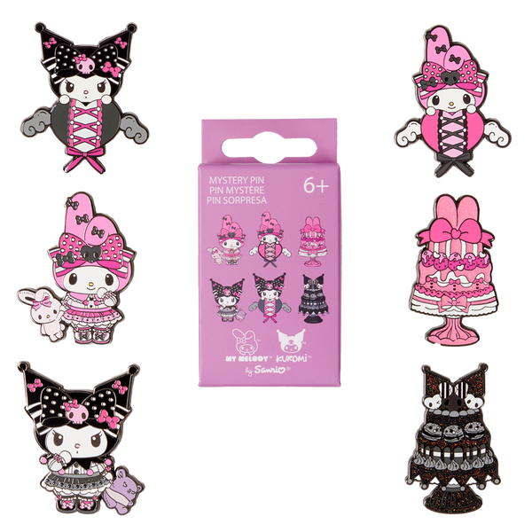 Loungefly! Leather: Sanrio My Melody and Kuromi Pink and Black Mystery Box Pin