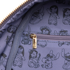 Loungefly! Leather: Blue Hula Lilo and Stitch  All-over-print Mini Backpack