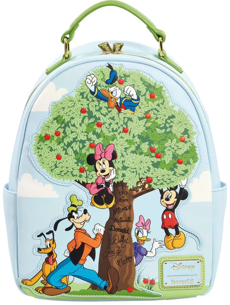 Loungefly! Leather: Mickey Friends Apple Tree Mini Backpack