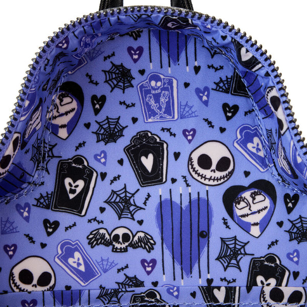 Loungefly! Leather: Disney Nightmare Before Christmas Jack And Sally Eternally Mini Backpack