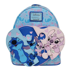 Loungefly! Leather: Disney Stitch and Angel Puzzle Mini Backpack