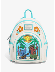 Loungefly! Leather: Disney Lilo and Stitch Stained Glass Mini Backpack