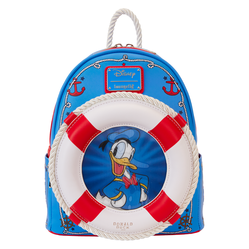 Loungefly! Leather: Disney Donald Duck 90Th Anniversary Mini Backpack