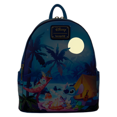 Loungefly! Leather: Disney Lilo and Stitch Stitch Camping Cuties Mini Backpack