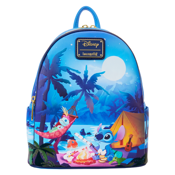 Loungefly! Leather: Disney Lilo and Stitch Stitch Camping Cuties Mini Backpack