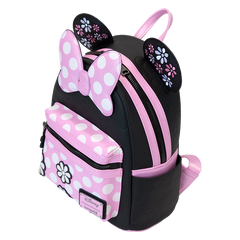 Loungefly! Leather: Disney Mickey Minnie Floral Rock the Dots Mini Backpack