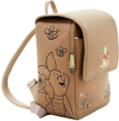 Loungefly! Leather: Disney Pooh Minimal Embroidered Mini Backpack