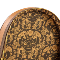 Loungefly! Leather: Disney Stitch Brown Tooling Debossed Mini Backpack