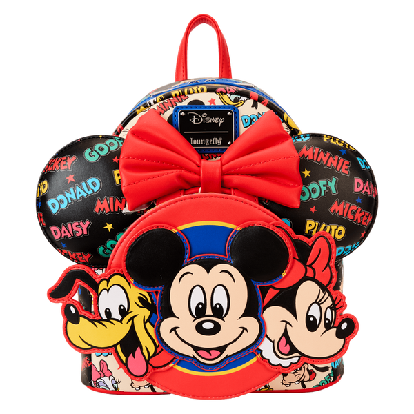 Loungefly! Leather: Mickey and Friends Classic Ear Holder Mini Backpack Combo