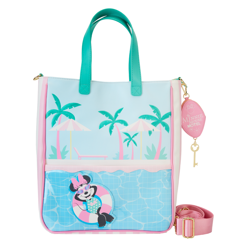 Loungefly! Tote: Minnie Mouse Vacation Style Tote Bag With Coin Bag