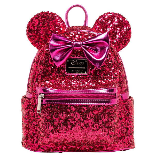 Loungefly! Leather: Minnie Hot Pink Sequin