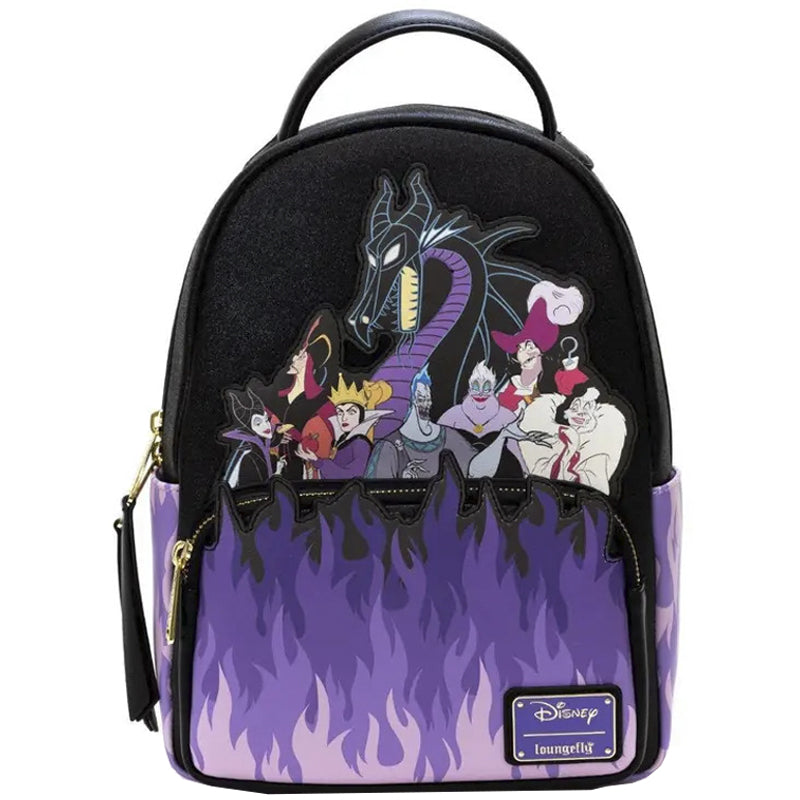 Loungefly! Leather: Disney Villians Purple Flame Distressed
