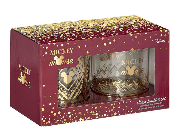 Glass Set! Disney: Mickey Berry Gold