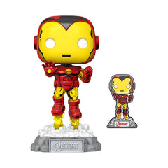 Pop! Marvel: A60 - Comic Iron Man w/ Pin (Exc)