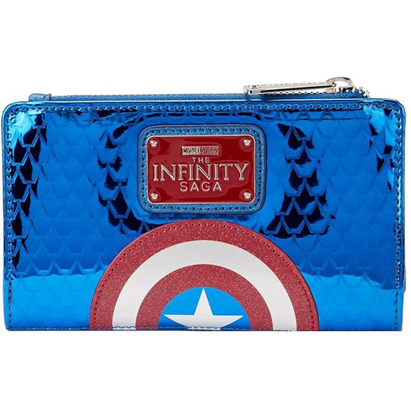 Loungefly! Wallet: Marvel Shine Captain America Coplay Flap Wallet