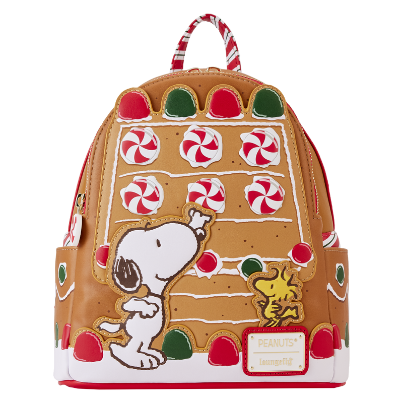 Loungefly! Leather: Peanuts Snoopy Gingerbread House Mini Backpack