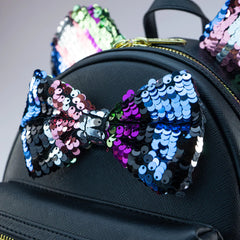 Loungefly! Leather: Disney Sequin Minnie Mouse Black Trim