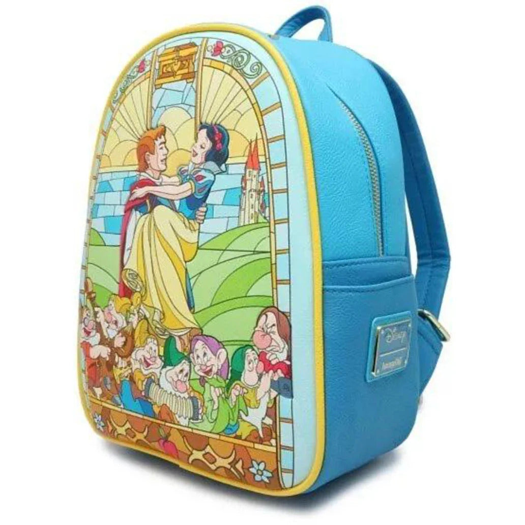 Fandom Backpack Loungefly! Leather: Disney Snow White Stain Glass Mini Backpack – Fandom