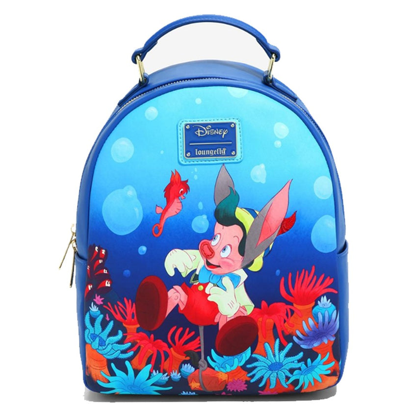 Loungefly! Leather: Disney Pinnocchio Sea Mini Backpack