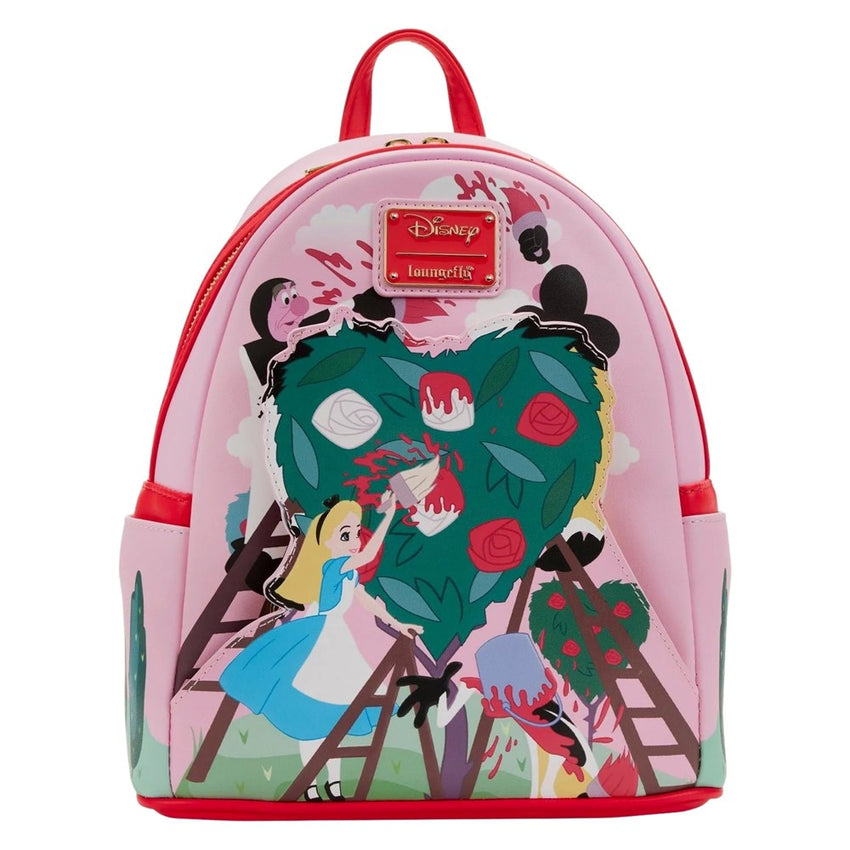 Loungefly! Leather: Disney Alice in Wonderland Painting the Roses Red Mini Backpack