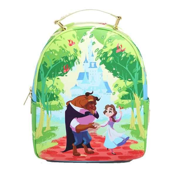 Loungefly! Leather: Disney Beauty and the Beast Deboss Leaves Mini Backpack