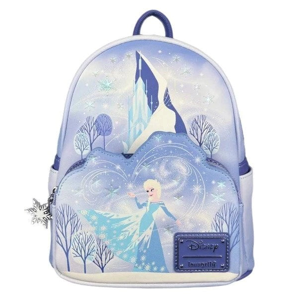 Loungefly! Leather: Disney Frozen Elsa Castle with Olaf Backpack