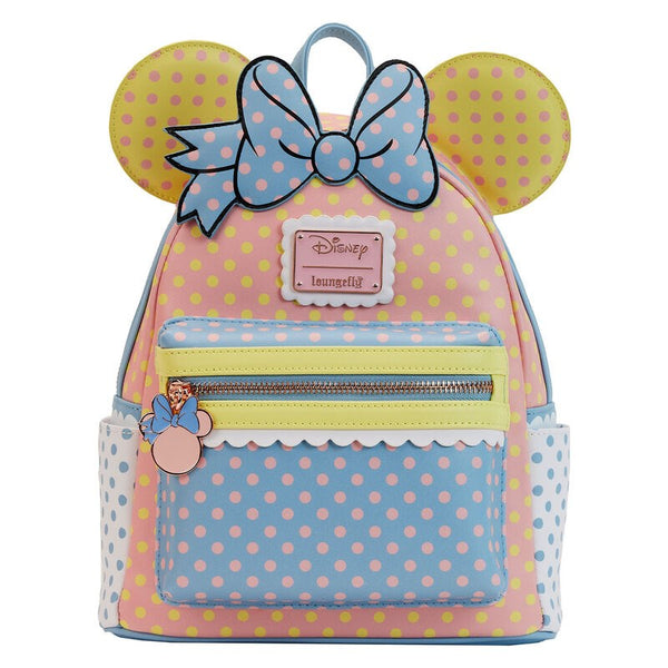 Loungefly! Leather: Disney Minnie Pastel Color Block Dots Mini Backpack