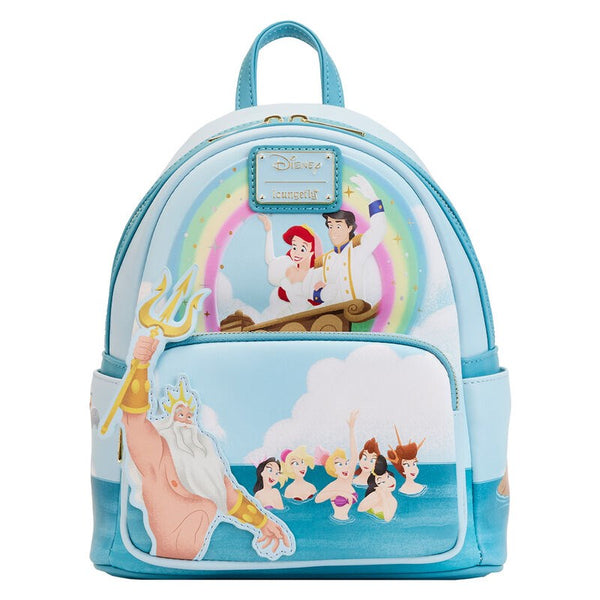 Loungefly! Leather: Disney Little Mermaid Tritons Gift Mini Backpack
