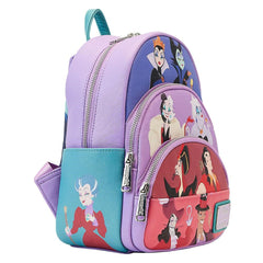 Loungefly! Leather: Disney Villains Color Block Triple Pocket Mini Backpack