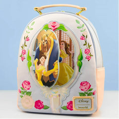 Loungefly! Leather: Disney Beauty and the Beast Dance Mirror Open Mini Backpack