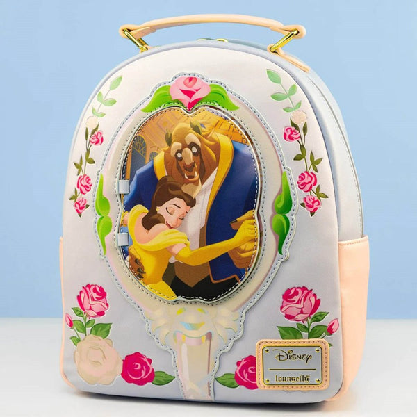Loungefly! Leather: Disney Beauty and the Beast Dance Mirror Open Mini Backpack