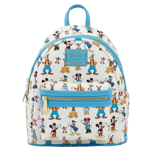 Loungefly! Leather: Disney Mickey And Friends Waving Mini Backpack
