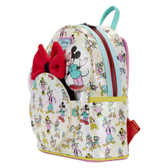 Loungefly! Leather: Disney D100 All-Over-Print Ear Holder Mini Backpack with Headband