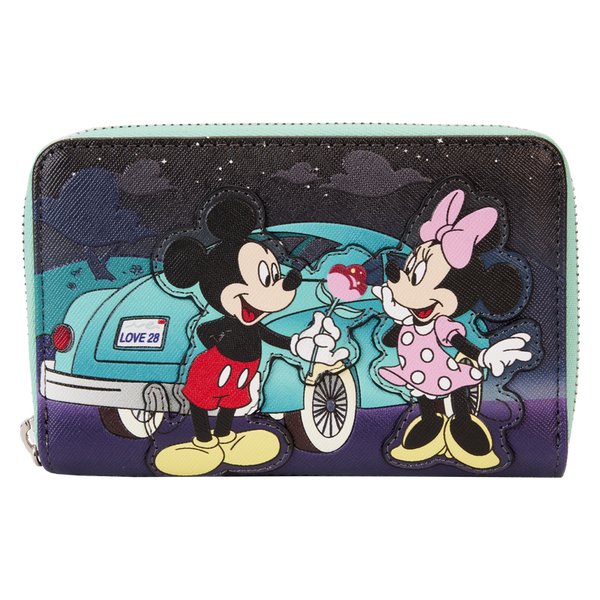Loungefly! Wallet: Disney Mickey And Minnie Date Night Zip Around Wallet